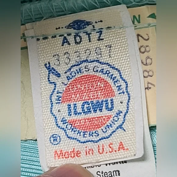 Elegant Aqua Off-Shoulder Gown, Vintage, Made In USA, Union Tag, 80's - Picture 9 of 16